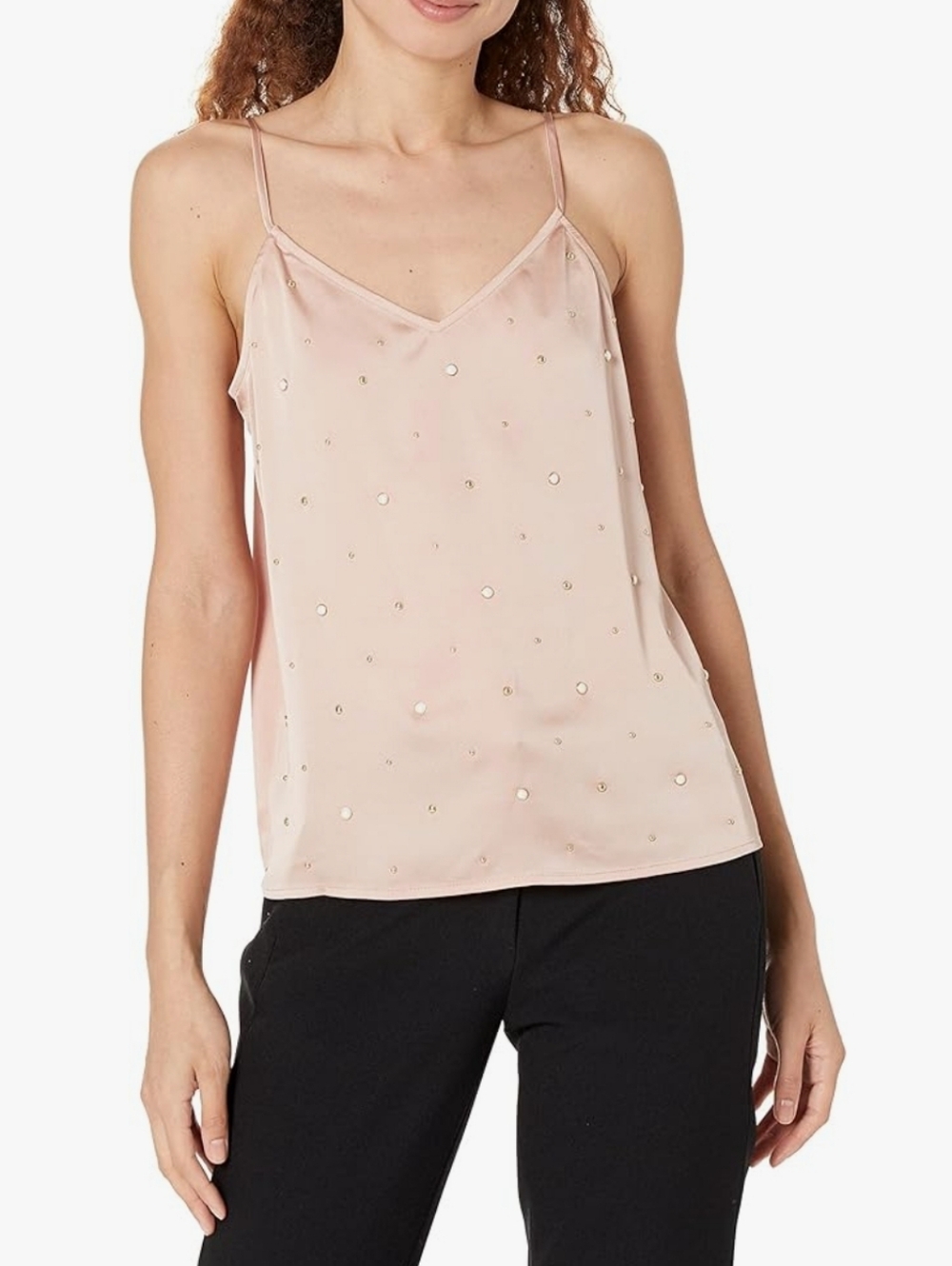 NWT Karl Lagerfeld Pearl Embellished V-Neck Cami Tank XS